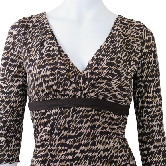 Vintage INC Sheer Stretch Mesh Brown Top Size S Empire 3/4 Sleeve - Picture 3 of 11